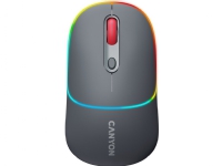 Mysz Canyon CANYON MW-22, 2 in 1 Wireless optical mouse with 4 buttons,Silent switch for right/left keys,DPI 800/1200/1600, 2 mode(BT/ 2.4GHz), 650mAh Li-poly battery,RGB backlight,Dark grey, cable length 0.8m, 110*62*34.2mm, 0.085kg