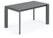 Axis, Spisebord med udtræk, moderne, glas by Kave Home (H: 76 cm. B: 140 cm. L: 90 cm., Mørkegrå)