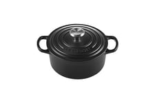 LE CREUSET Signature Enamelled Cast Iron Round Casserole Dish with Lid, 18 cm, 2.4 Litre, Matte Black, 21177180000430