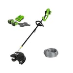 Greenworks Cordless Lawn Trimmer 40V 40cm with Trimmer Line 20m, 2X2Ah Battery and Charger