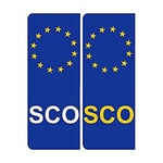 Number Plate Vinyl Stickers United Kingdom Scotland - EU Flag - SCO - 2 x set of 2 by Party Decor