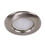 Modern Brushed Chrome GU10 Fixed Recessed Ceiling Spotlight Downlight - Complete with 1 x 5W GU10 Cool White LED Bulb
