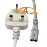 Figure 8 Fig8 UK 2Pin 3A 1.8m C7 Mains Power Lead Cable Cord For Laptop Charger