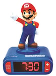 Lexibook - Nintendo Super Mario - Réveil Veilleuse, Personnage Lumineux, Choix de 6 alarmes, 6 Effets sonores, Horloge pour garçon et Fille, Snooze, Bleu / Rouge - RL800NI