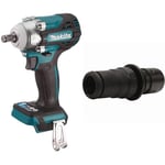 Makita DTW300Z Li-ion LXT Brushless Cordless Impact Wrench, Batteries and Charger Not Included, 18 V & P-70378 27 Quicksystem SE Tool Adaptor - Multi-Colour