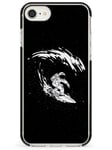 Surfing Astronaut Black Impact Impact Phone Case for iPhone 7, for iPhone 8 | Protective Dual Layer Bumper TPU Silikon Cover Pattern Printed | Humour Funny Space Surf Clever