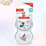 NUK Space Baby Dummy 6-18 Months Soothers BPA-Free Silic Mickey Mouse 2 Count