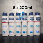 6 x Sanex Men Active Control 48h Antiperspirant Spray 200ml
