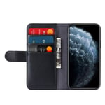 Crong Premium Booklet Plånbok - iPhone 11 Pro Max läderfodral med fickor + stativfunktion (svart)