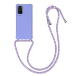 kwmobile Case Compatible with Samsung Galaxy S20 Plus - Crossbody Case Soft Matte TPU Phone Holder with Neck Strap - Lavender