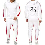 ZGRW Ensemble de survêtement pour homme Jordan 23# Basketball Sportswear - Survêtement de sport pour homme - 2 pièces - Décontracté - Survêtement à capuche pour homme - Vêtements d'entraînement - Blanc-M