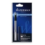 Waterman Stylo plume GRADUATE chromé + 1 cartouche longue bleue