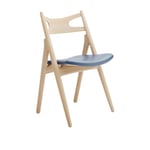 Carl Hansen - CH29P Sawbuck Chair, Vitoljad Ek, Lädergrupp A Loke - 7310 - Matstolar