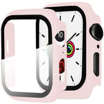 Miimall Compatible with Apple Watch Series 5/4 40mm Screen Protector Case, Hard PC Cover + Tempered Glass Screen Protective Film All-around Protective Bumper Case for iWatch Series 5/4 - Pink