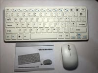 White Wireless MINI Keyboard & Mouse for Panasonic TX42AS740B 42" 3D Smart TV