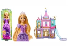 Disney Princesses Lot Maison De Poupées Château Aventures Magiques (HLW29) + Poupée Raiponce (HLW03), 3 Niveaux, Sons, Lumières, 25 Pièces, Tenue Scintillante, Accessoires, Dès 3 Ans