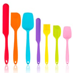 Spatula 7 Piece Set, Homikit Silicone Kitchen Utensils Spatulas for Cooking Baking Icing Mixing, Non-Stick & Heat-Resistant Small Rubber Kitchen Gadgets, Dishwasher Safe, Seamless Design (Multicolor)