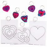Baker Ross Heart Super Shrink Keyrings-Pack of 10, Valentine's Craft Key Rings for Kids to Colour in (FC478), Assorted