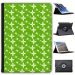 Fancy A Snuggle Elegant Green Star Shaped Flowers Faux Leather Case Cover/Folio for the New Apple iPad 9.7" (2018 Version)
