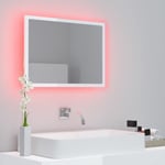 Badeværelsesspejl med LED-lys 60x8,5x37 cm akryl hvid højglans