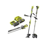Pack RYOBI 36V Débroussailleuse - Taille-haies - Coupe bordures - 2 Batteries 4,0Ah - 2 Chargeurs