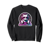 DJ Cat Vinyl Retro Scratching Rap Music Lover Turn Tables Sweatshirt