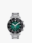 Tissot T1204171109101 Men's Seastar Chronograph Date Bracelet Strap Watch, Silver/Green