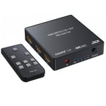 NÖRDIC HDMI-bryter med 3xHDMI-inngang og 1xHDMI 4K i 30Hz 1xtoslink digital utgang og 2x analog stereo lyd L / R RCA-utgang infrarød fjernkontroll