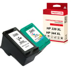 NOPAN-INK - x2 Cartouches compatibles pour HP 339XL + 344XL (C8767EE + C9363EE) compatibles HP HP OfficeJet 6300 6304 6305 6310 6310 6310V 6310XI 631