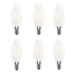 E14 LED Frosted Small Screw Bulb, 4W Candle Bulb(Non-Dimmable) Warm White 2700K,400LM (40W Equivalent) C35 Small Edison Screw LED Candle Bulbs (SES), 6-Pack