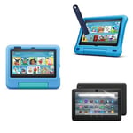 Fire 7 Kids tablet (16 GB, Blue) + child-friendly tablet stylus (2-pack, Blue) + NuPro transparent screen protector (2-pack)