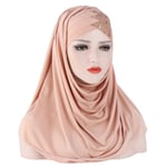 Kvinnors Hijab Muslim Hijab Full-Coverage Lång Halsduk-rosa