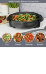 Quest 30cm Multi-Function Aluminium Electric Cooker Pan with Clear Lid, 1500W