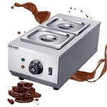Huanyu 2*1.6L Chocolate Tempering Machine 2 Pots Commercial 30~80°C Chocolate Melter Melting Machine Double Cylinder Knob Control (220V)