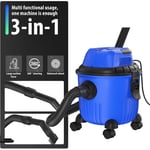 Heavy Duty 2000W Blue Wet & Dry Vacuum Cleaner 15 Ltr Tub Hoover Wheeled 