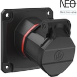 10 st CEE Outlet NEO inbyggd 16A 5P, 6H, röd, 400V, lutande, 86x86, fjäder