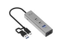 I-Tec Metal Cahubmetal2a2cpd, Usb 3.2 Gen 1 (3.1 Gen 1) Type-A + Type-C, Usb 3.2 Gen 1 (3.1 Gen 1) Type-A, Usb 3.2 Gen 1 (3.1 Gen 1) Type-C, 5000 Mbit/S, Silver, 85 W, 0,2 M
