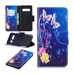 Samsung Galaxy S10 läderfodral med mönster - Eleganta Fjärilar multifärg