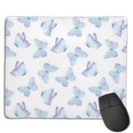 Lilac aqua blue watercolor hand painted butterfly Gaming Mouse Pad Non-slip Rubber base Durable Stitched Edges Mousepads Compatible with Laser and Optical Mice for Gaming Office Working