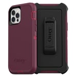 OtterBox iPhone 12 & iPhone 12 Pro Defender Series Case - BERRY POTION (RASPBERRY WINE/BOYSENBERRY), rugged & durable, with port protection, includes holster clip kickstand Burgundy