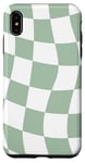 Coque pour iPhone XS Max Carreaux ondulés vert sauge clair et blanc