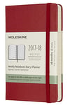 Moleskine WeeklyÂ Notebook Dairy/Planner JulyÂ 2017-December 2018Â -Â  Calendar Scarlet Red Pocket Weekly Notebook Diary 18 Months Hardcover (AGENDAS 18 MOIS)