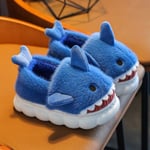 Barntofflor Ylleskor för pojkar Flickor Sandaler Vinter Indoor Shark Tofflor blue 24-25(insole 16cm)