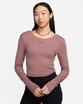 Nike Sportswear Chill Knit Women's Tight Scoop-Back Long-Sleeve Mini-Rib Top (Plus Size)