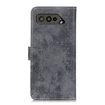 Asus ROG Phone 5 Vintage Leather Flip Deksel med Lommebok - Grå