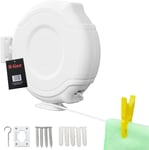 12m Retractable Clothes Reel Washing Line Drying Space Wall Mounted Outdoor