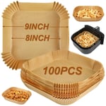 100 st Air Fryer-papper, 7,9 tum stora Air Fryer-liner engångs, Airfryer-tillbehör, bakplåtspapper för Air Fryer