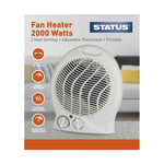 Status Upright  2000W Fan Heater with Adjustable Thermostat 2 Heat Setting