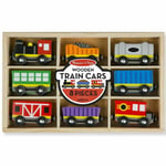 Melissa & Doug 8 Coloured Piece Wooden Train Cars, For Ages 36 Months - 18 Years