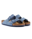 Birkenstock Unisex Arizona Suede Elemental Blue Sandals - Size EU 45